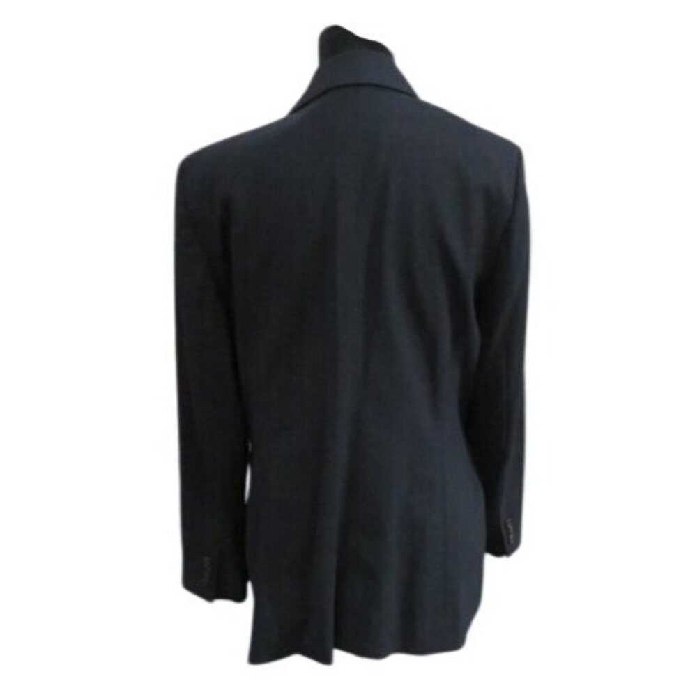 ESCADA Navy 100% Italian Wool Silk Suit Blazer Jacket size 42 US 12 - Picture 3 of 9